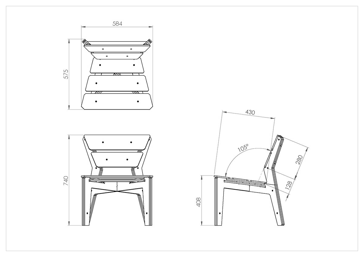 cnc  DIY  download furniture chair ergonomic aesthetic flat pack free creative commons home plywood Plan CNC Furniture design