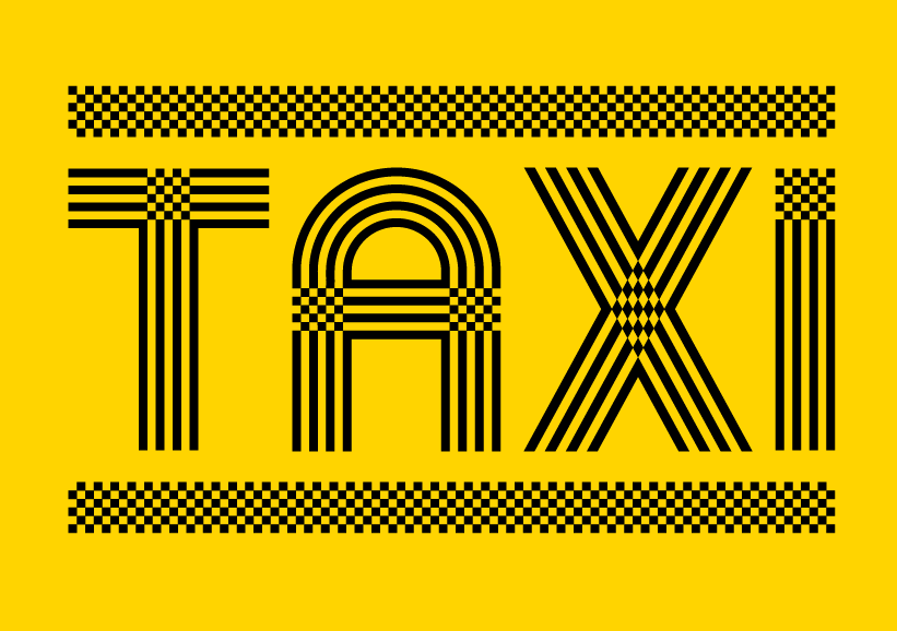 taxi font typo type square cab cabs yellow black