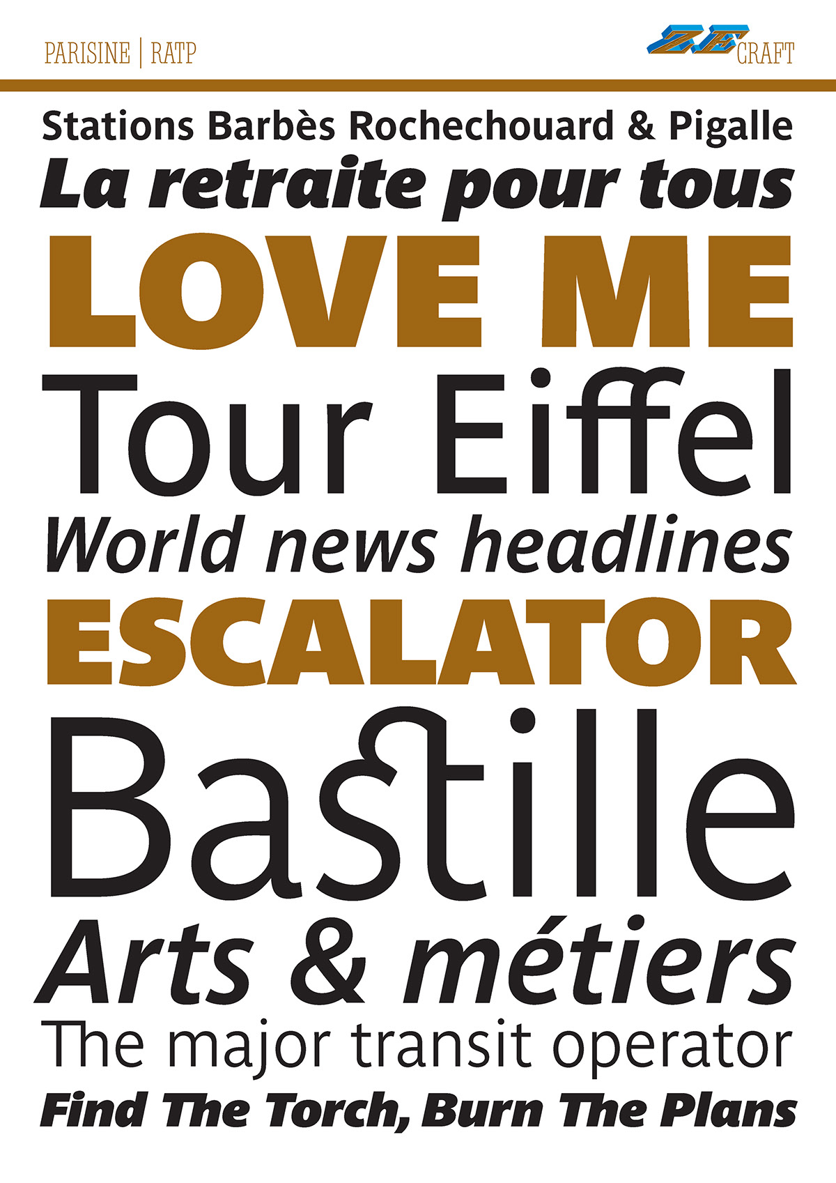 Typeface Signage corporate bespoke legibility sans ratp Paris metro zecraft Typofonderie Porchez