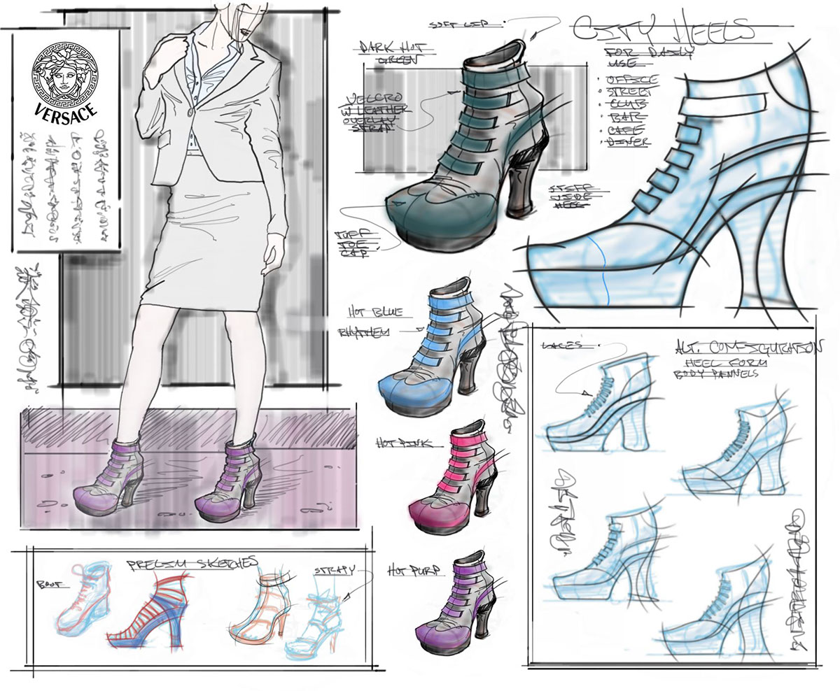 Digital sketching shoe design fashion illustration robots toys randome
