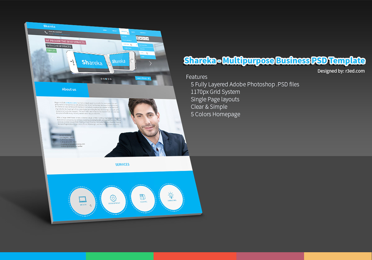 modern design colors company psd Single page commercial organization creative