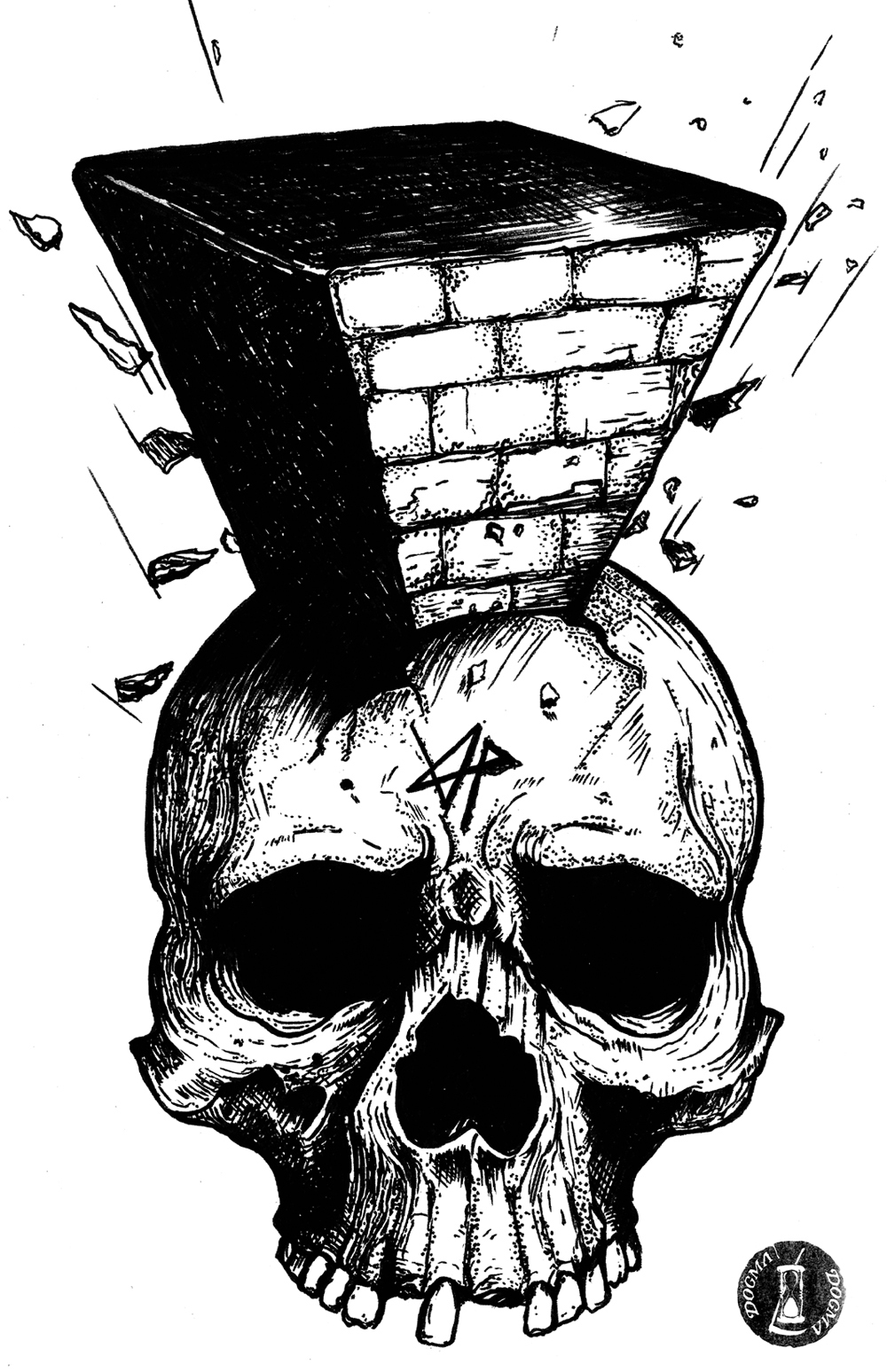 pierced skull Dogma flyer dubstep night Düsseldorf pyramid death