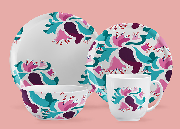 Adobe Portfolio kitchen plates cups bowl tablewares pattern floral decorative Patterns Colourful 
