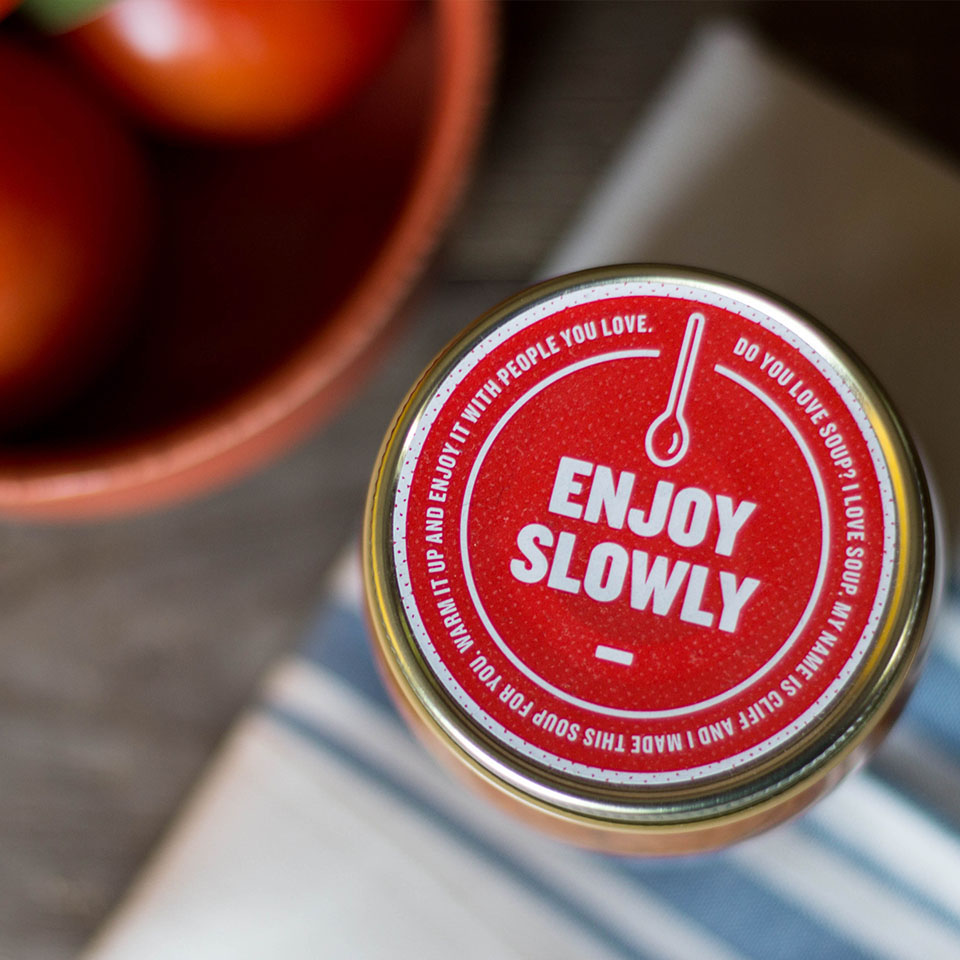 logo soup packaging Label Food Packaging Jar Packaging  graphic design  label design