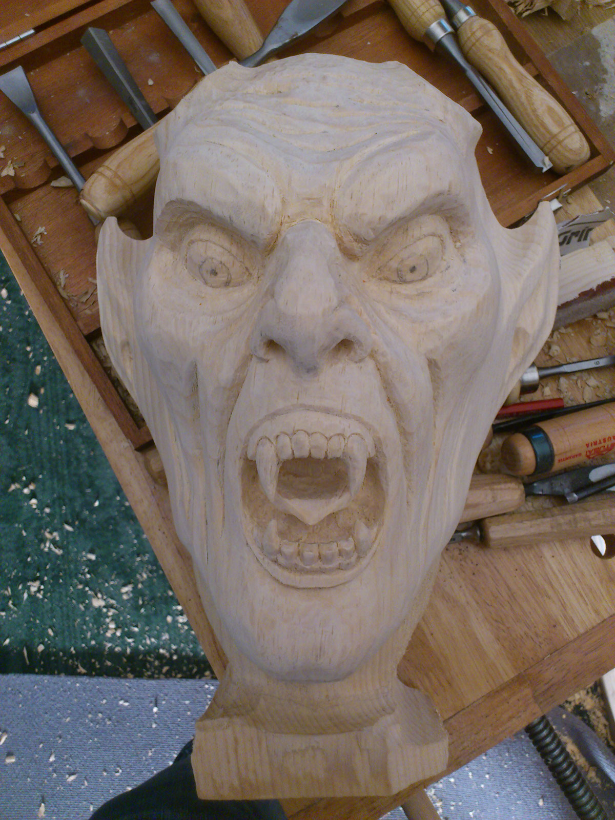 mask Make Up handmade Krampus devil costume craft Work  carving wood fear art design