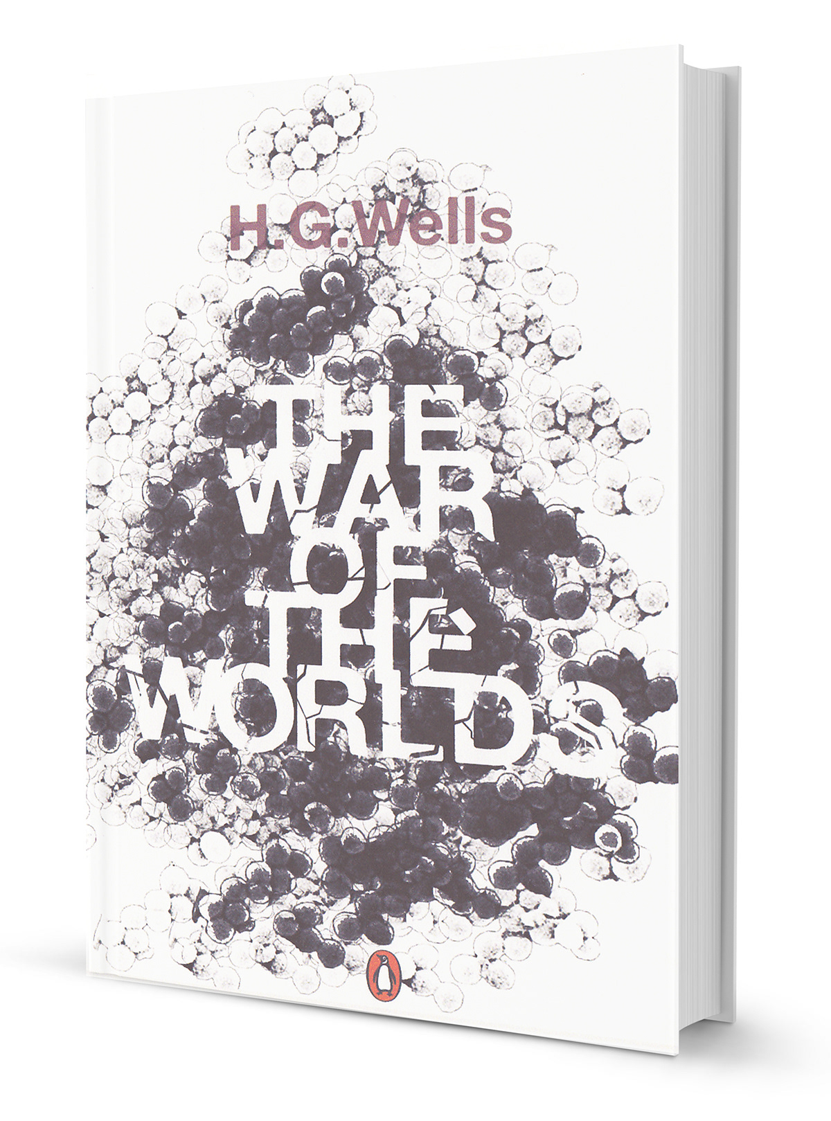 H.G. Wells  book cover  penguin  classic Bacteria  Mars  black&white  red  destruction  typeface