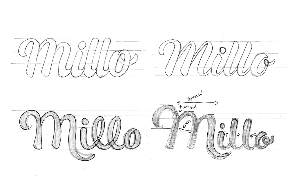 HAND LETTERING lettering type millo Logo Design wordmark Script cursive