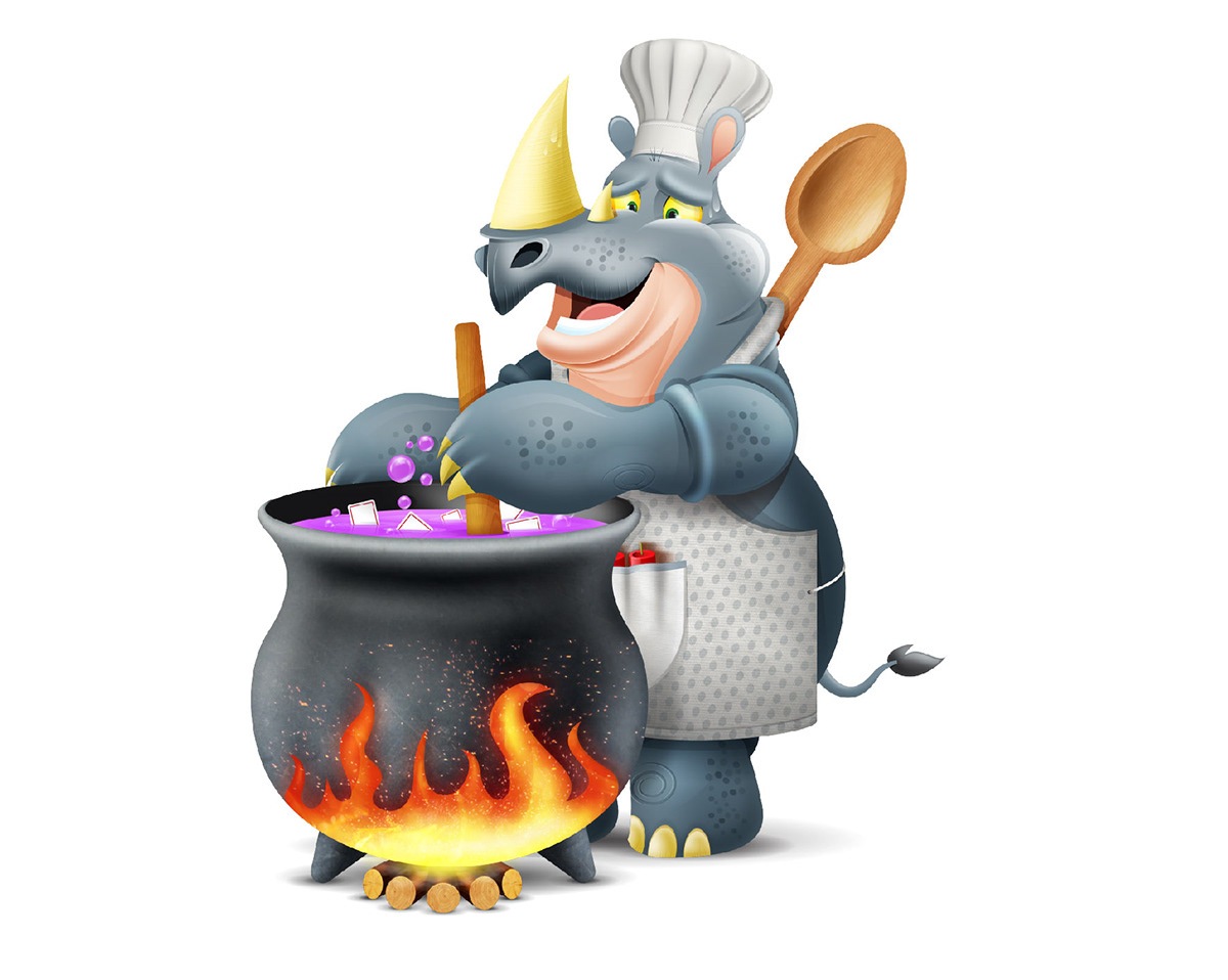 animal charcter chef cute charcter Fighter play card rhino character serag basel حمزة نمرة 