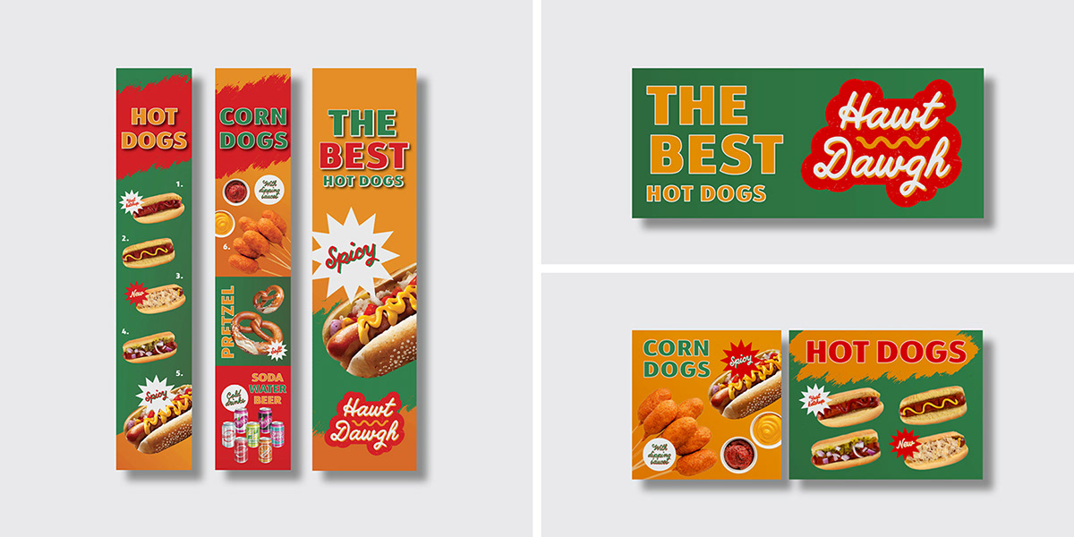 Logo Design brand identity game design  InDesign Illustrator photoshop graphic design  visiual identity hot dog 2D