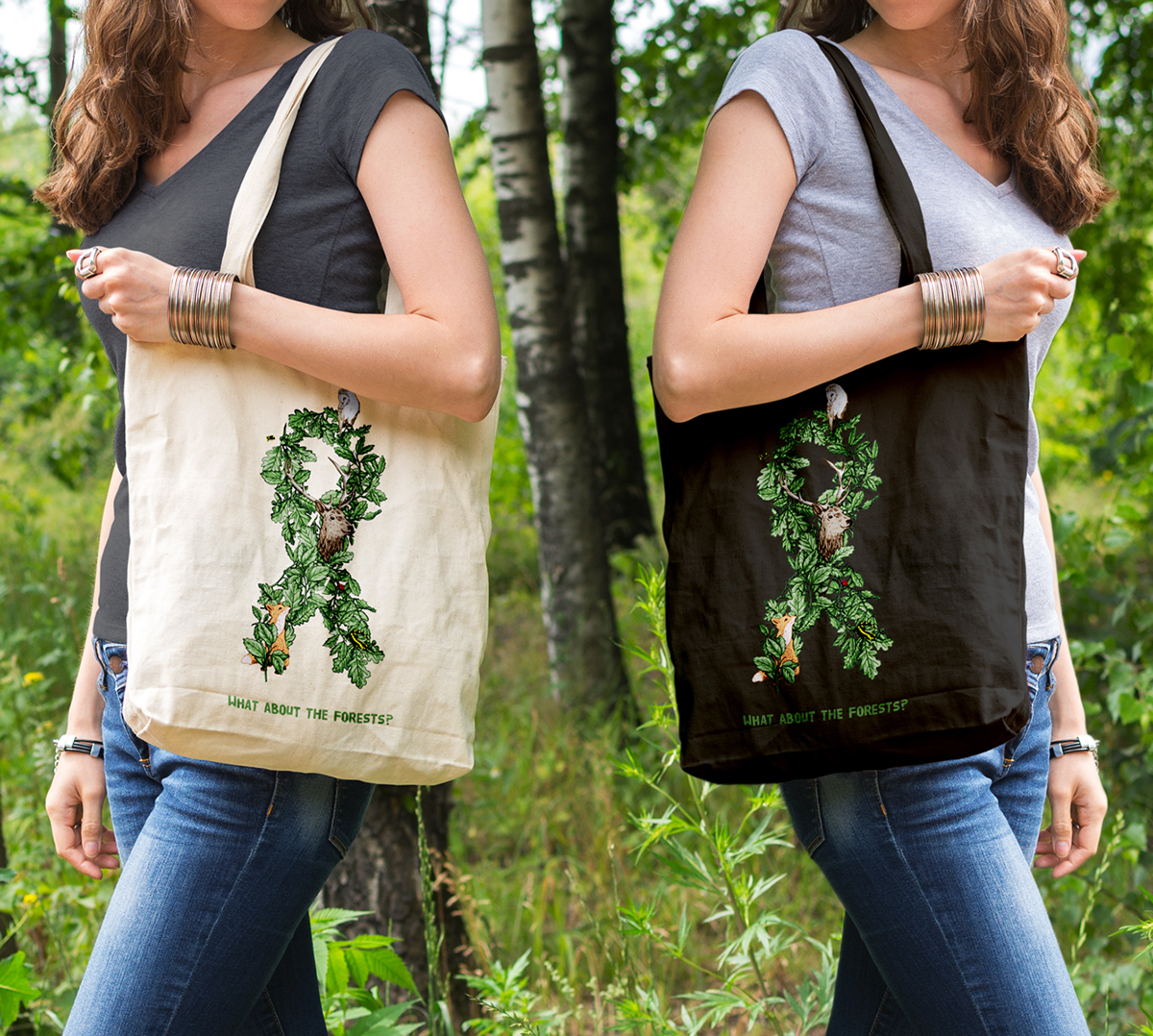 Nature ribbon leaves animals awareness non-profit t-shirt Tote Bags Sustainable