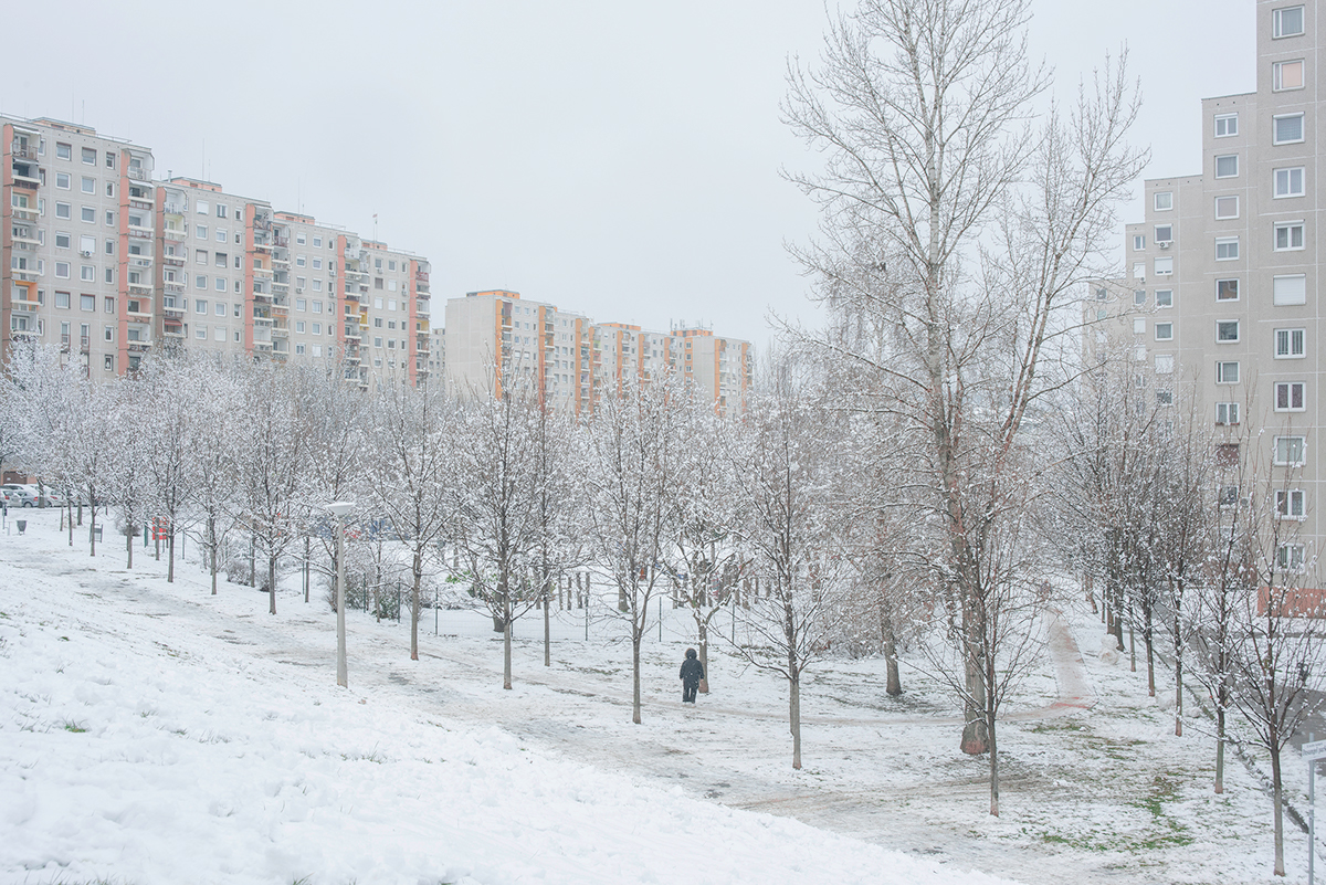 urban landscape architecture contemporary photography eastern europe Block of flats winter hungary snow Minimalism pastel colour