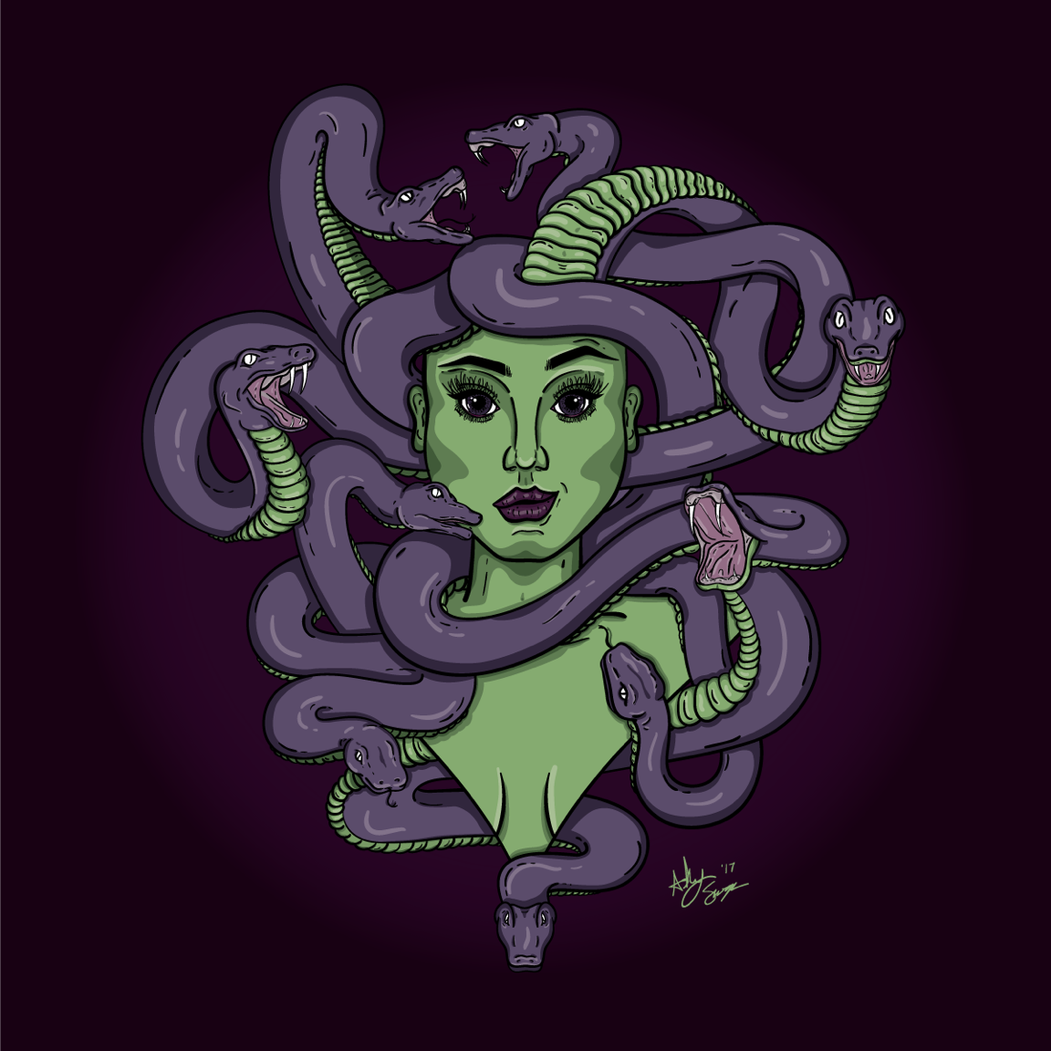medusa snakes Illustrator ILLUSTRATION  adobe wacom mythology