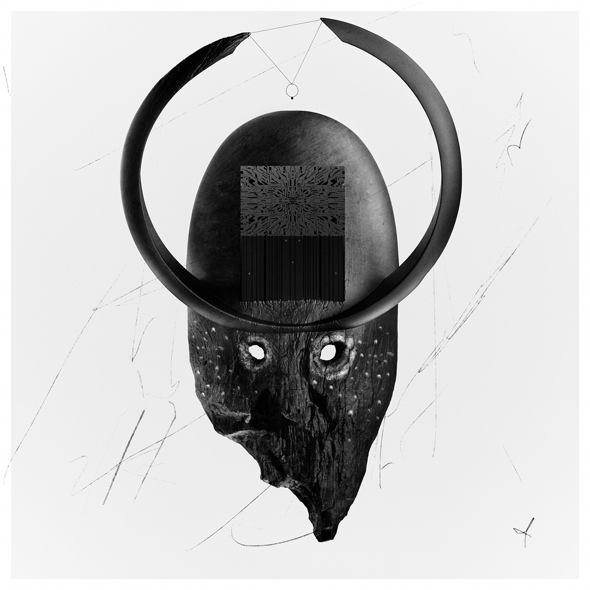 black brutal contemporary Cyberpunk dark destiny fantasy mask minimal sculpting 