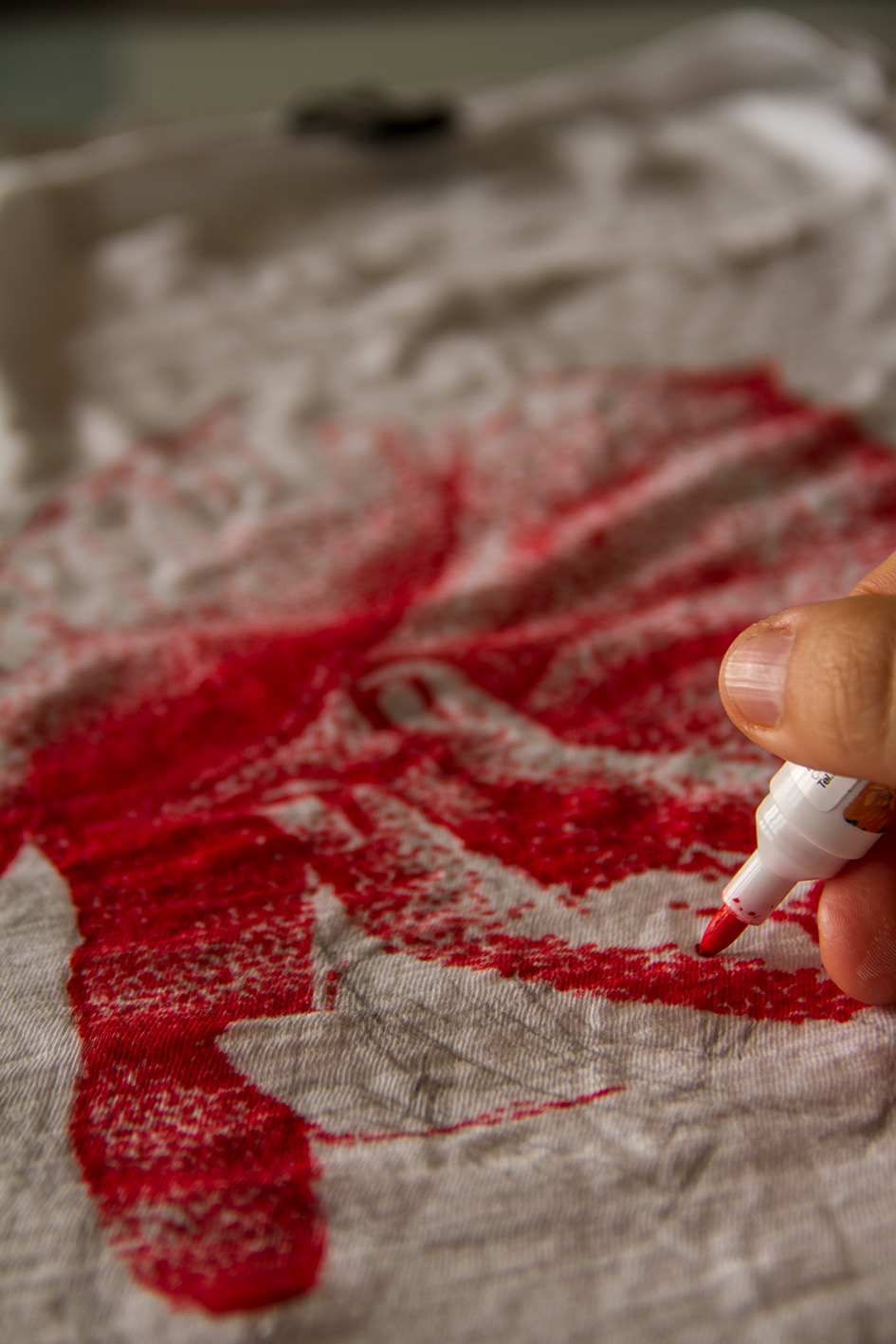 skull calavera handmade puntillismo rojo AZUL textile illustration ilustración textil