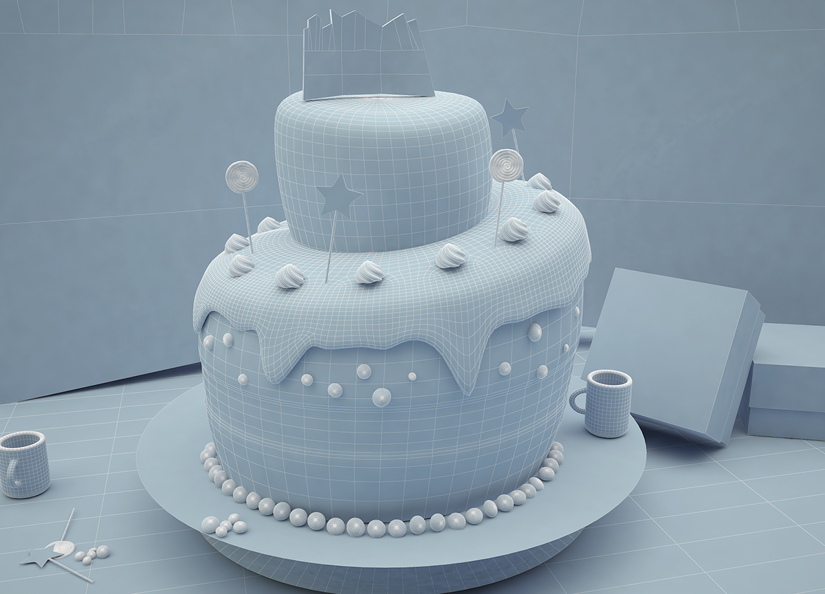 Cutemonster cake 3D 3dsmax photoshop vray cartoon Render