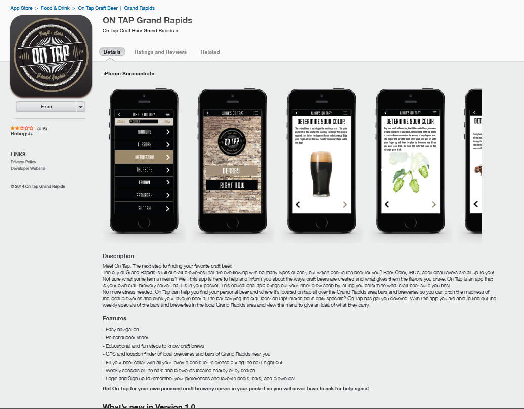 beer design app Phone App On Tap craft beer Grand Rapids