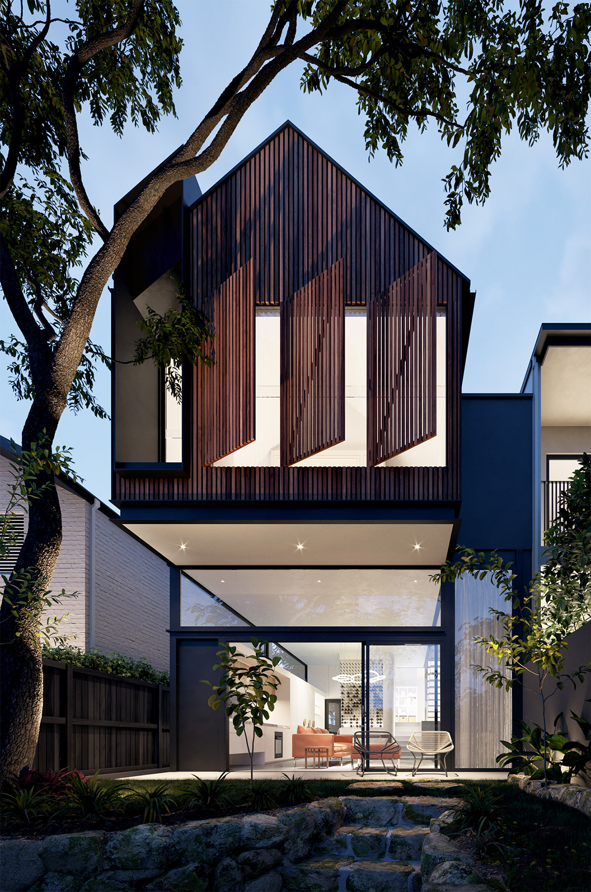 3drendering architecture archviz CGI exterior facade house residential wood