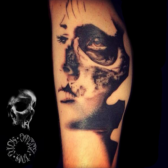 tattoo blackandgrey skull tattooartist SickSteezInk