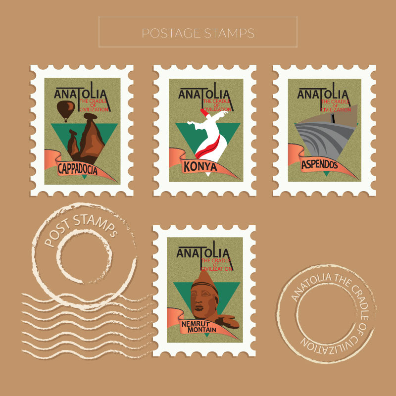illustrasyon vector illustratıon postagestamp stamp graphicdesign type typography   Anatolia design