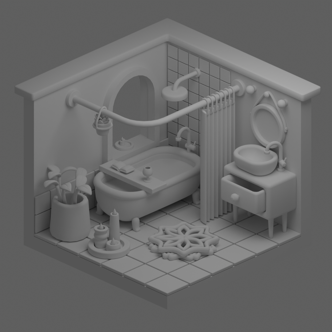 Isometric 3D ILLUSTRATION  bathroom blender