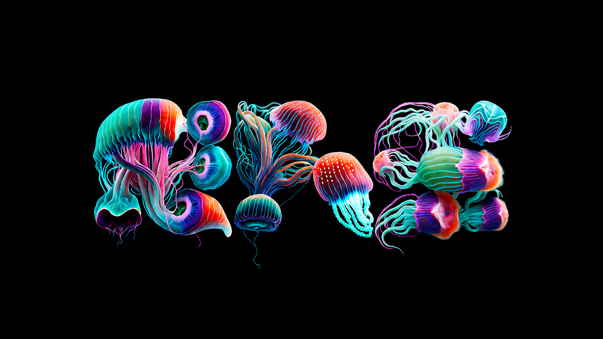 tipography motion Amuki jellyfish ai artificial intelligence Digital Art  concept Typeinmotion wiphalacolorfont