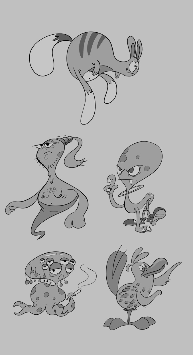 Character sketch cartoon cute personagem carismatico woman man monster alien et creative ArtDirection game animação