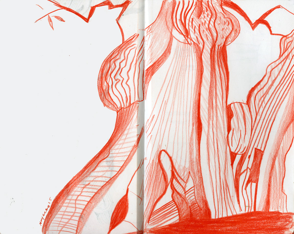 Italy puglia olive Tree  sketchbook sketch Moleskin red pencil strange nayberg Travel Landscape