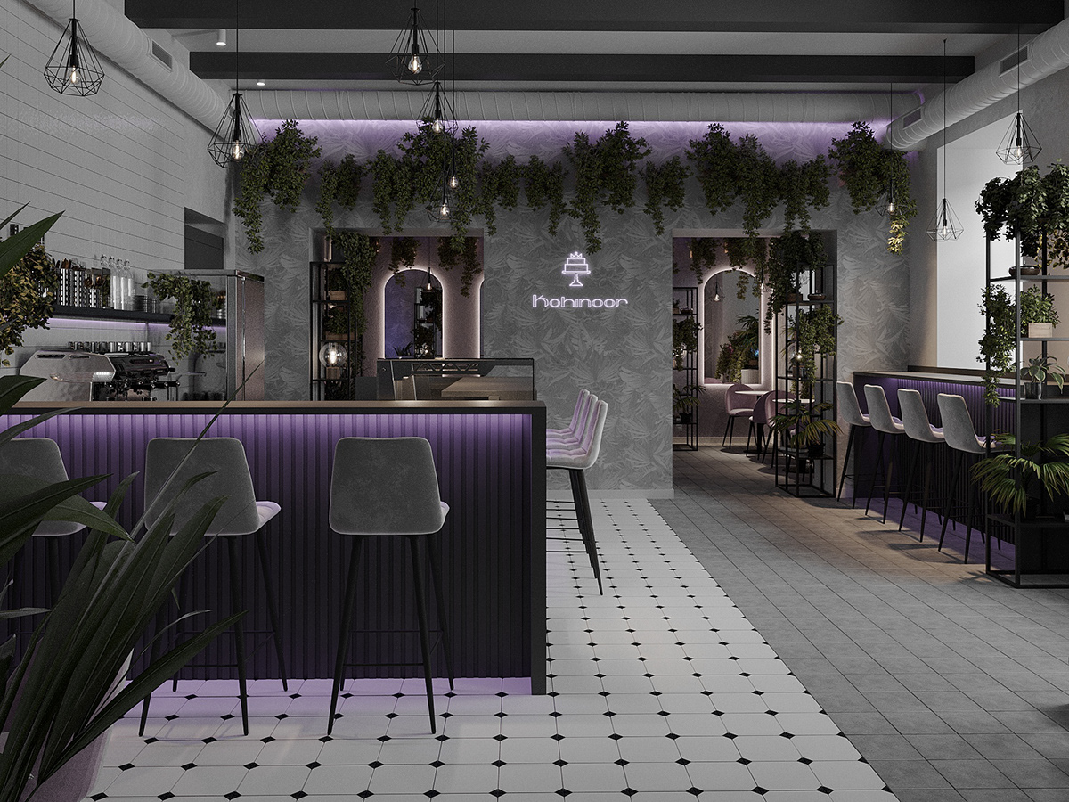 cafe Coffee restaurant interior design  architecture 3ds max corona visualization