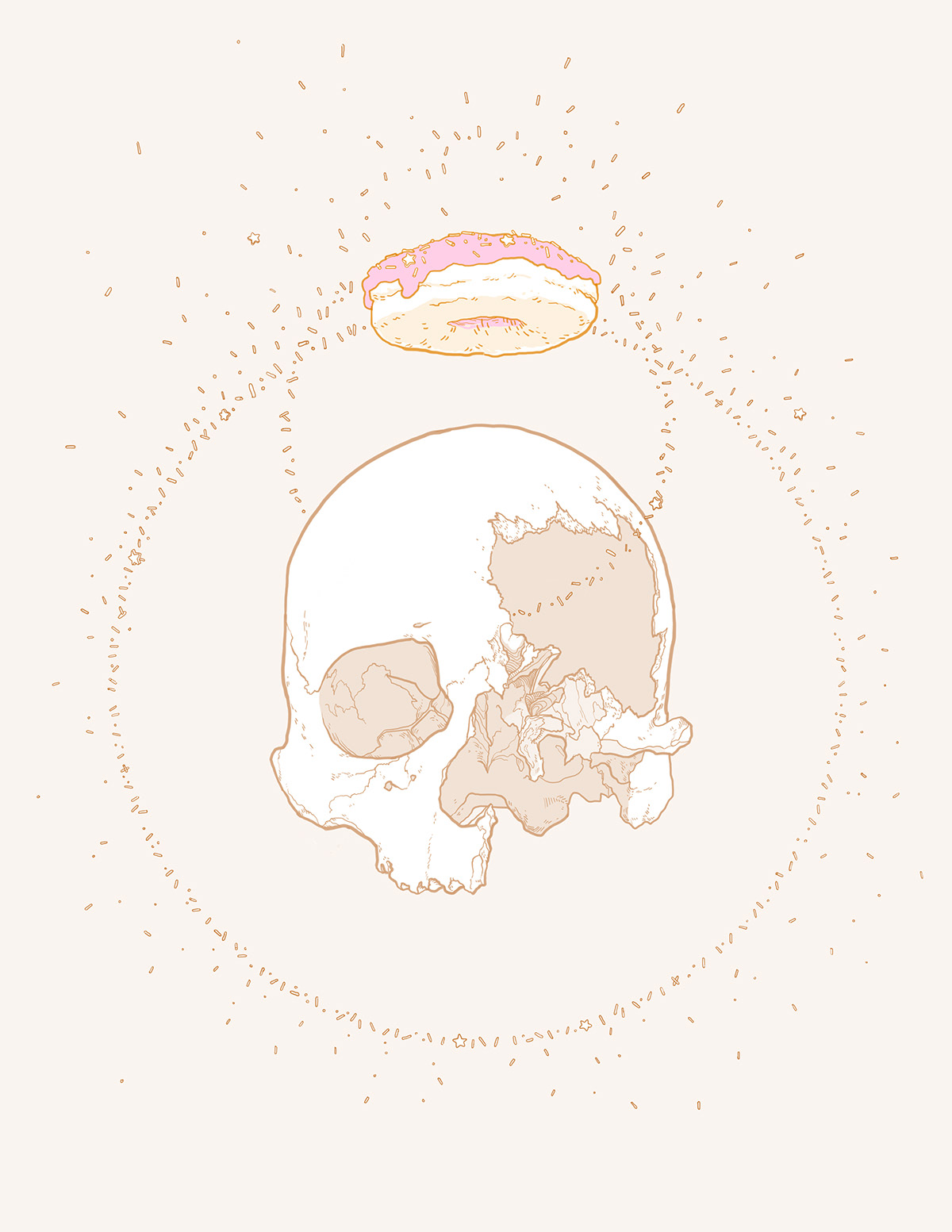 skull Donuts sprinkles pink wacom sketch graphite geometry pastry Frosting calavera esqueleto anatomia anatomy doughnut