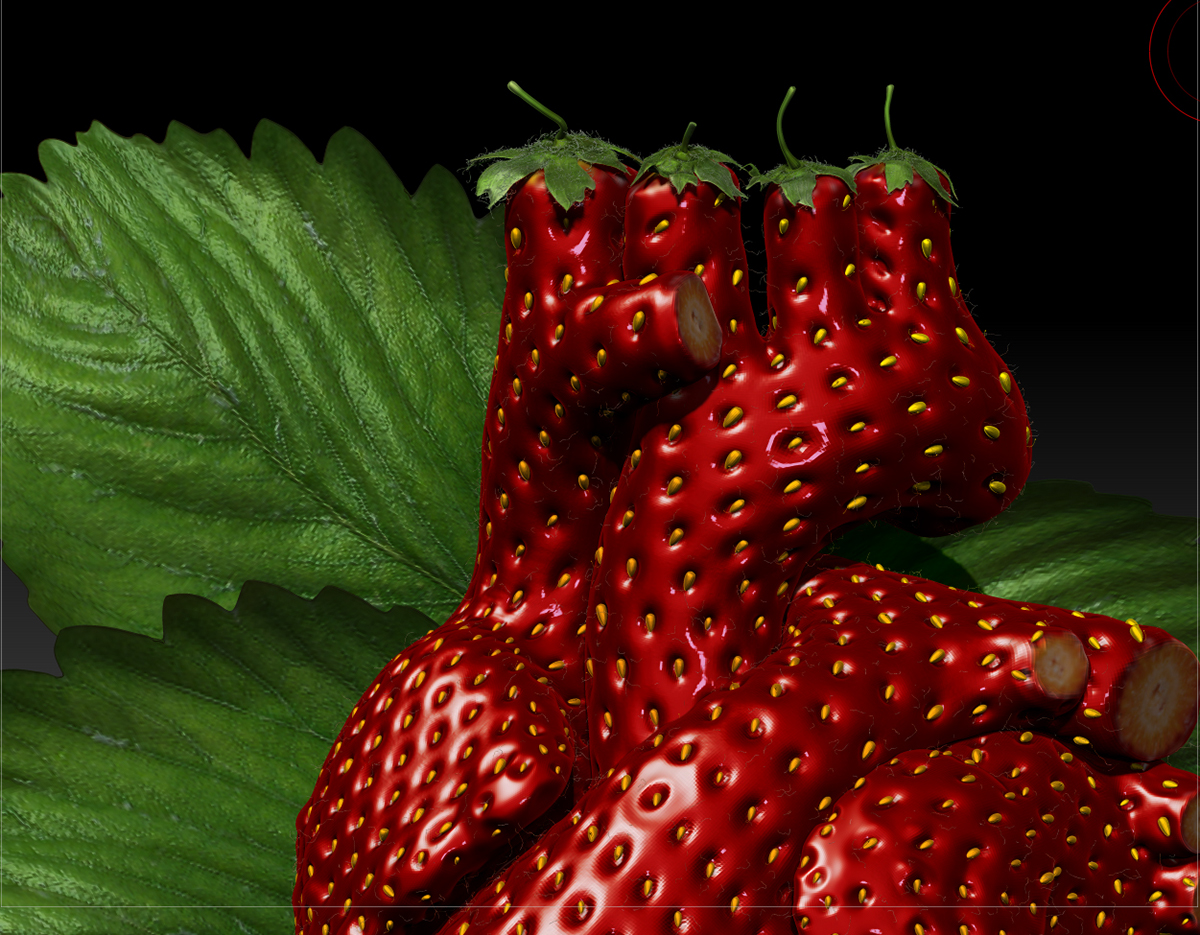 heart  strawberry Zbrush creative illustrations CG 3D
