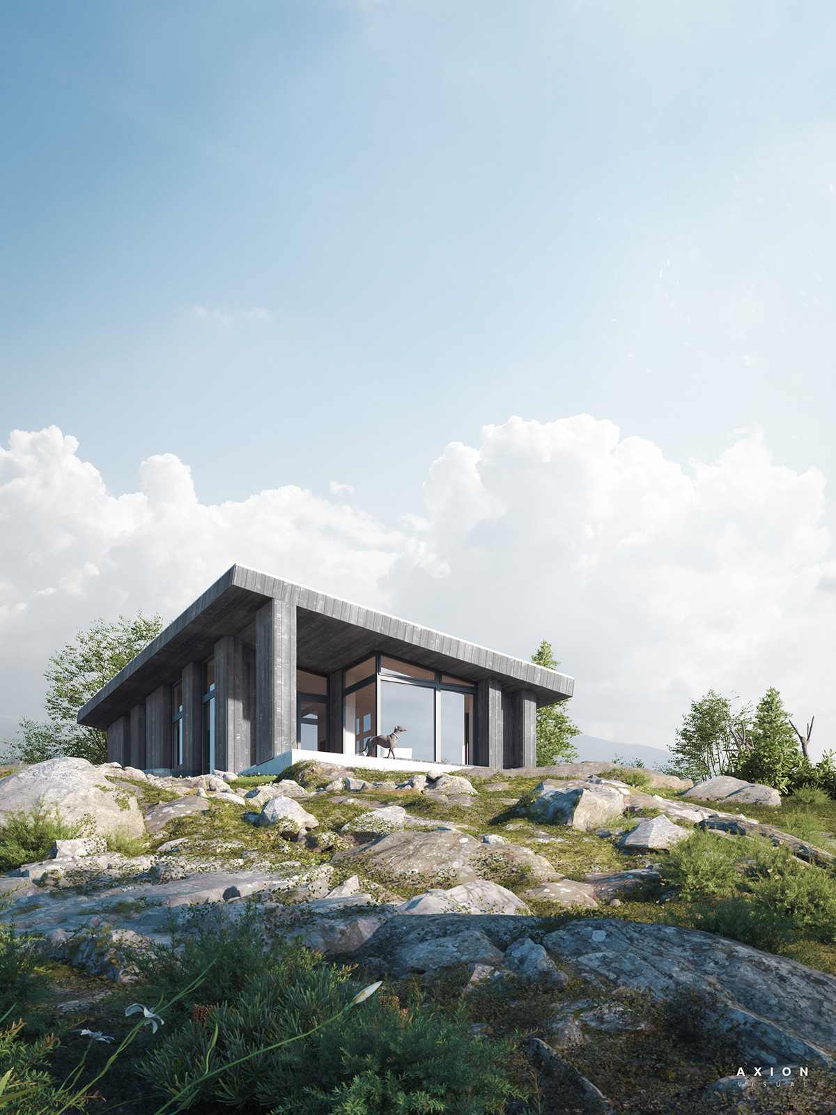 3D architecture archviz axion Axion Visual CGI rendering retreat veda hytter visualization