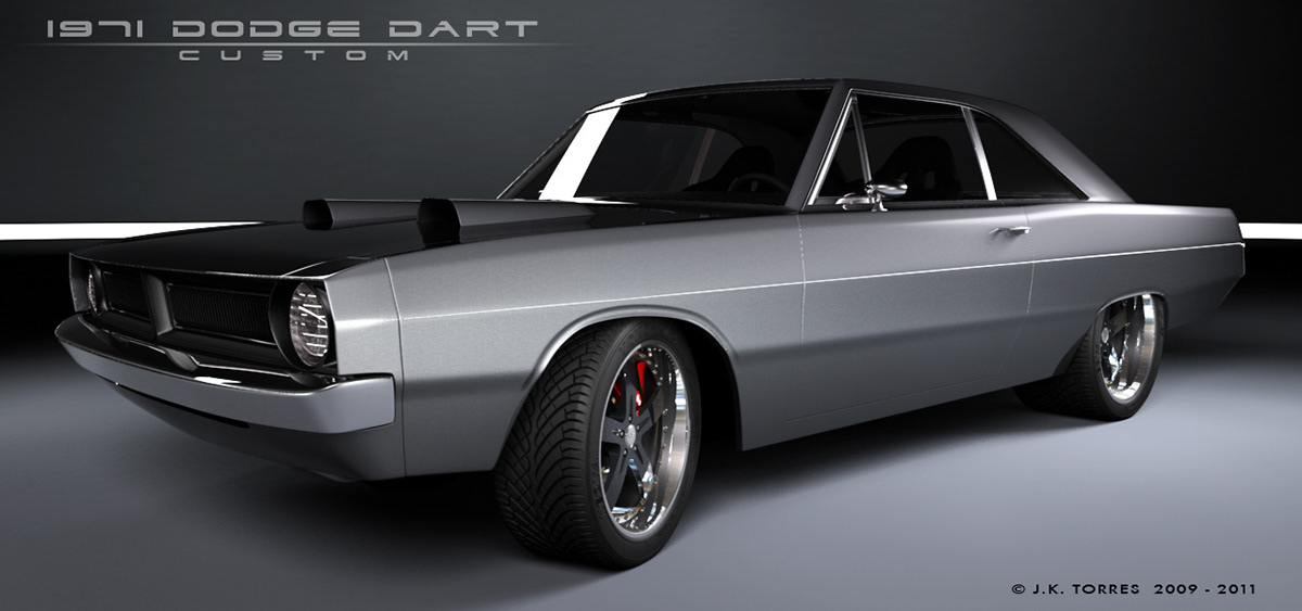 1971 Dodge Dart dart mopar automobile 3D model muscle car american Maya mental ray car customization