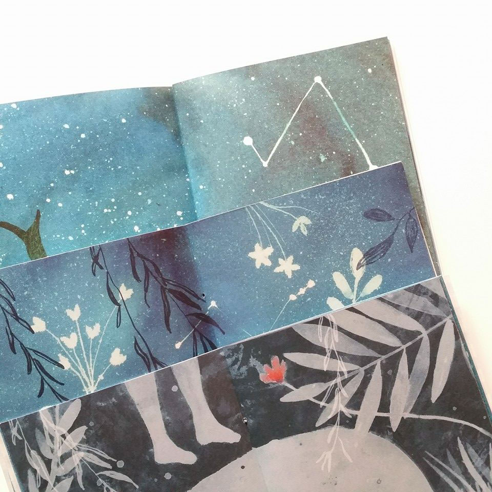 corpo celeste red boots books self publishing Picture book astronomy starry sky blue ink