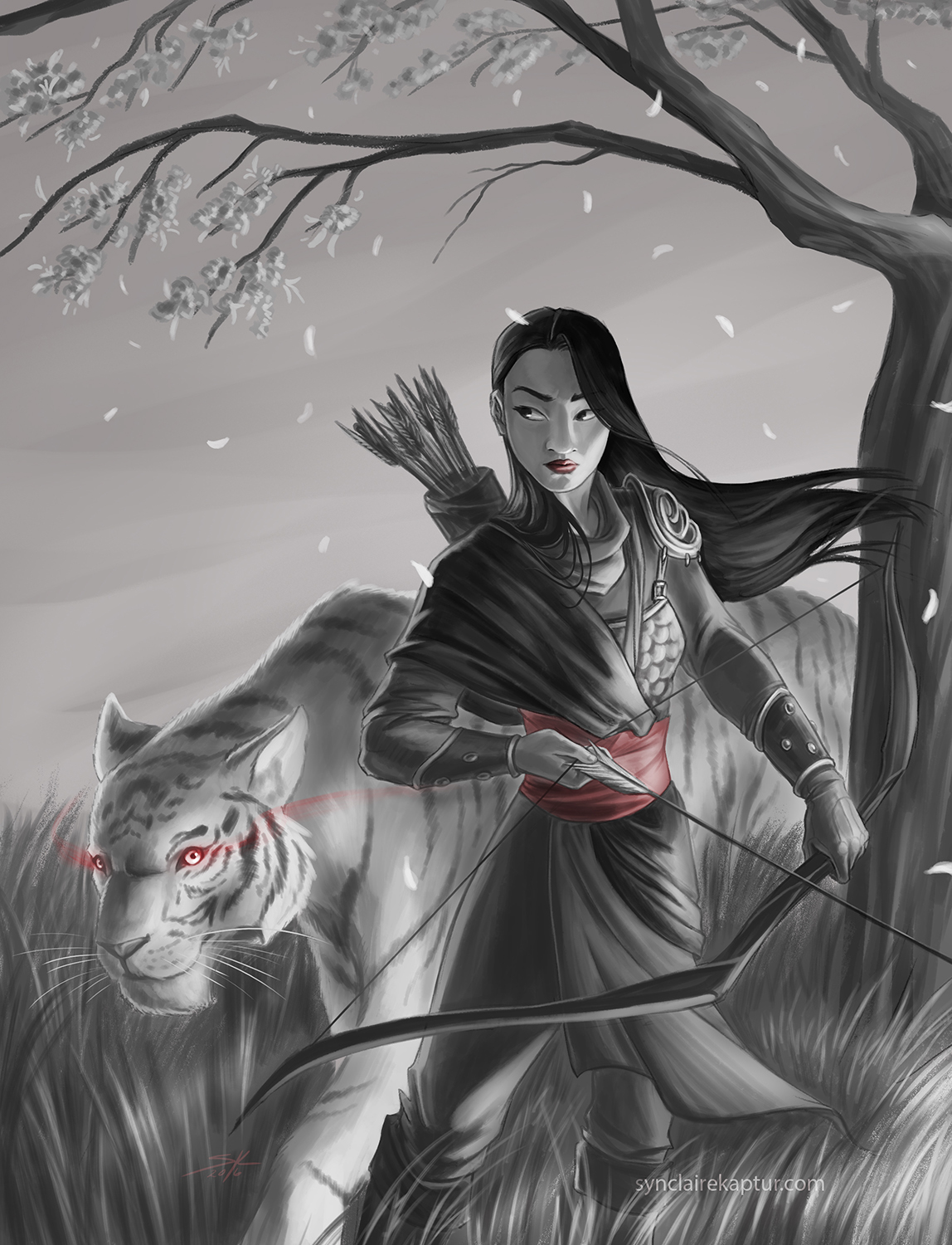 fantasy archer tiger asian girl