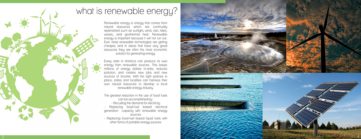 Renewable Energy book design Solar energy Wind Energy hydropower Geothermal Energy biomass energy