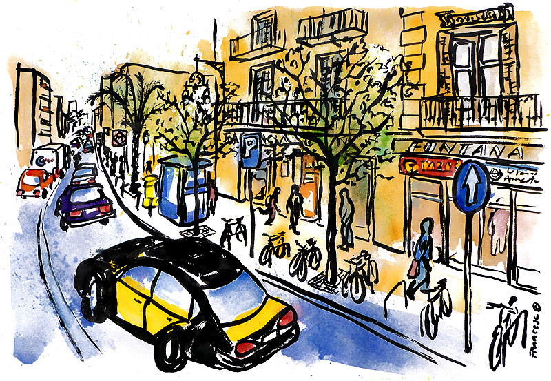 barcelona cityscapes watercolor art