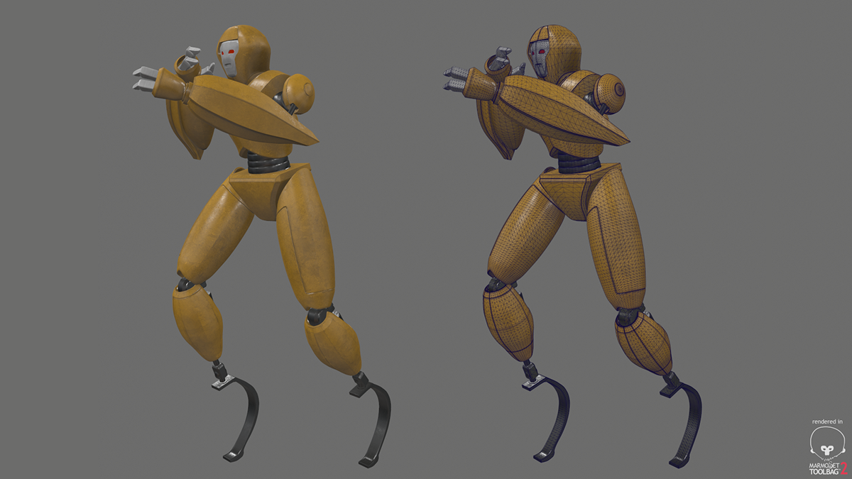 digital 3d characters Autodesk Maya substance painter Marmoset toolbag fighting robot joe zalewski