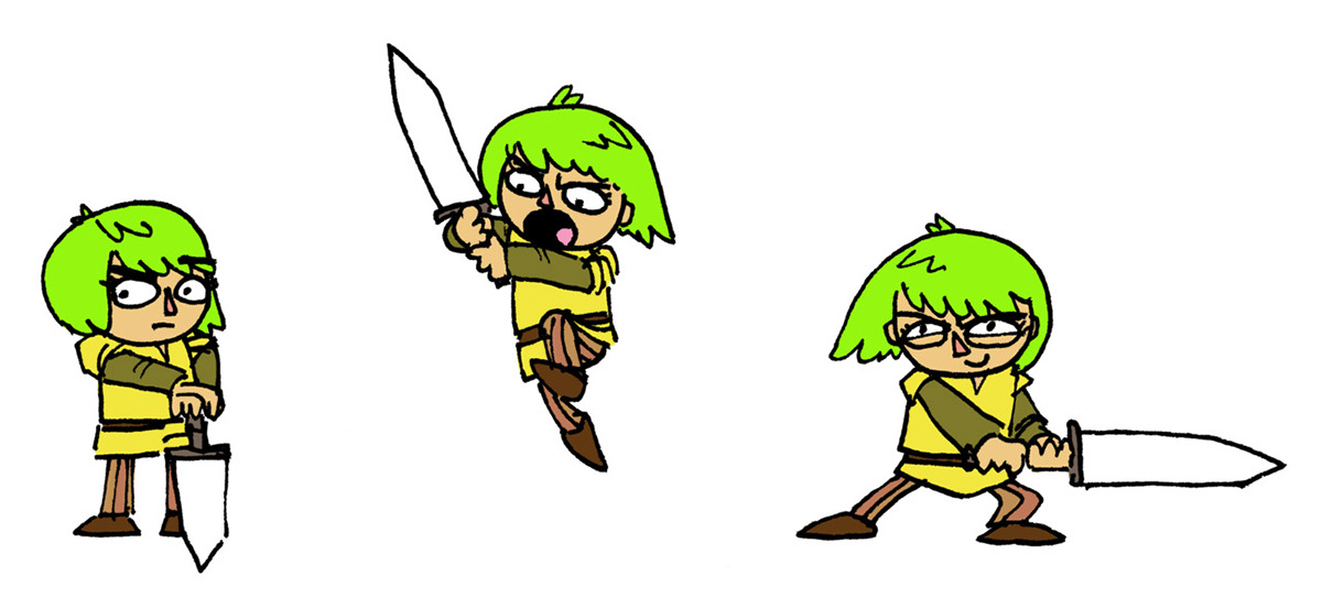 girl  cartoon  book  children  Sword yeti green em emerald