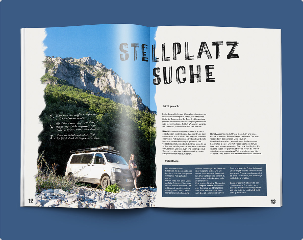 editorial vanlife adventure Travel magazine Layout InDesign editorial design  print camping