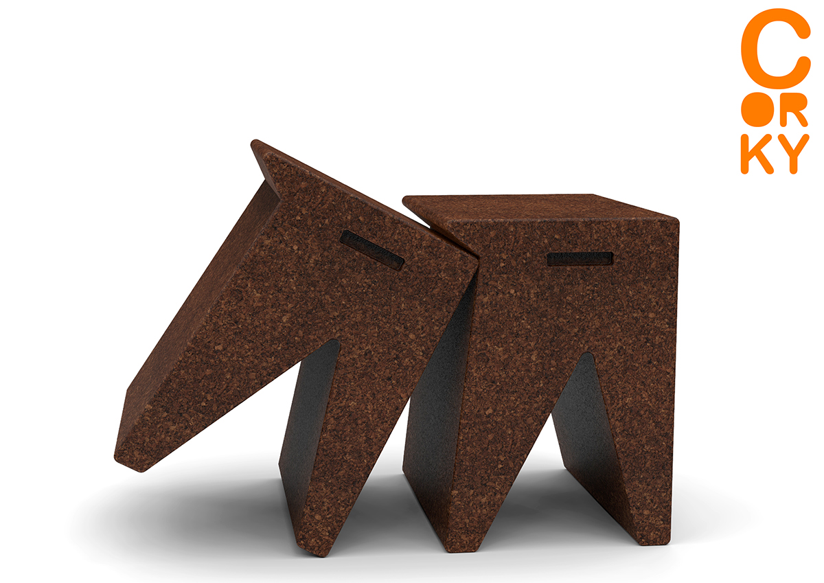 cork black cork furniture stool design