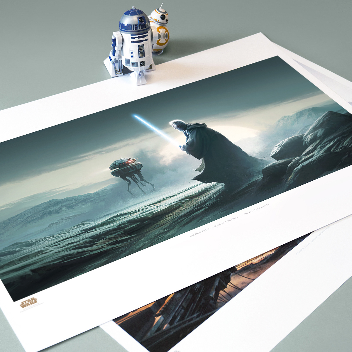 Limited edition STAR WARS art print featuring Jedi Obi Wan Kenobi in desert for Lucasfilm Disney