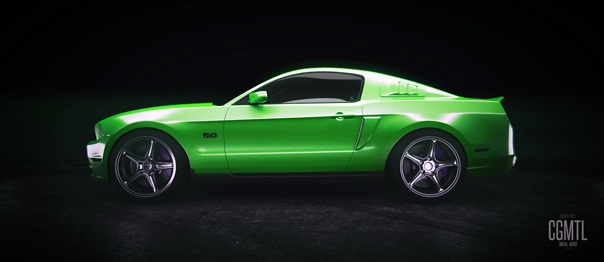3D hipoly 3D model Ford Ford Mustang 2010 gt 3dsmax vray 3D Studio Max modeling car CG