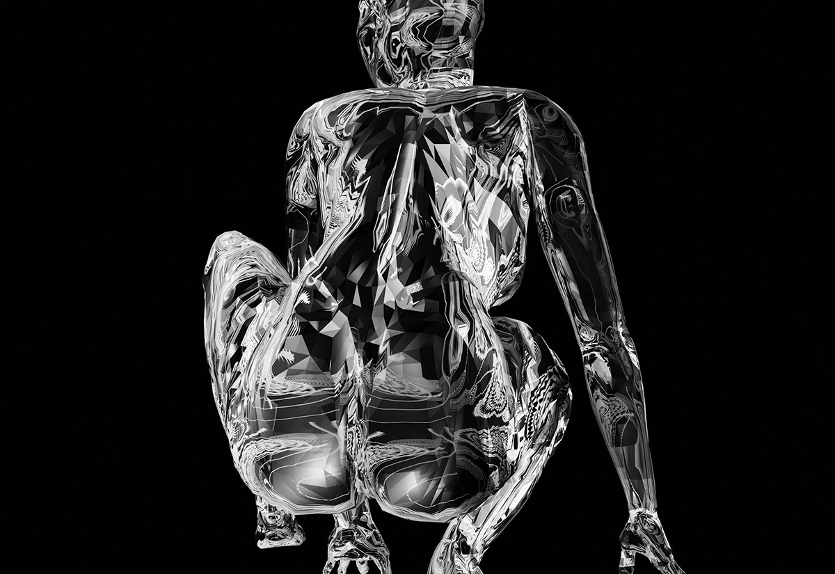 Cyrstalline bodyart figure 3D figure pattern sculpture Digital Art  pose model 3D Modelling