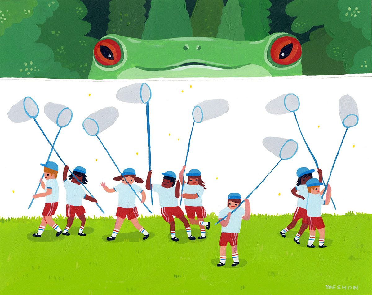 leap frog acrylic nets kids playing children field japan fireflies kindergarden Aaron Meshon