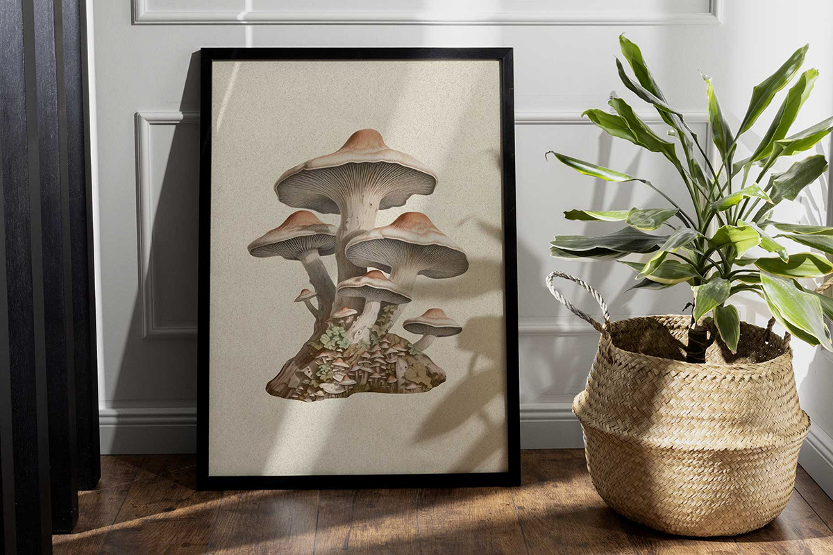 mushroom acid psychedelic Fungi old botanical vintage ai midjourney