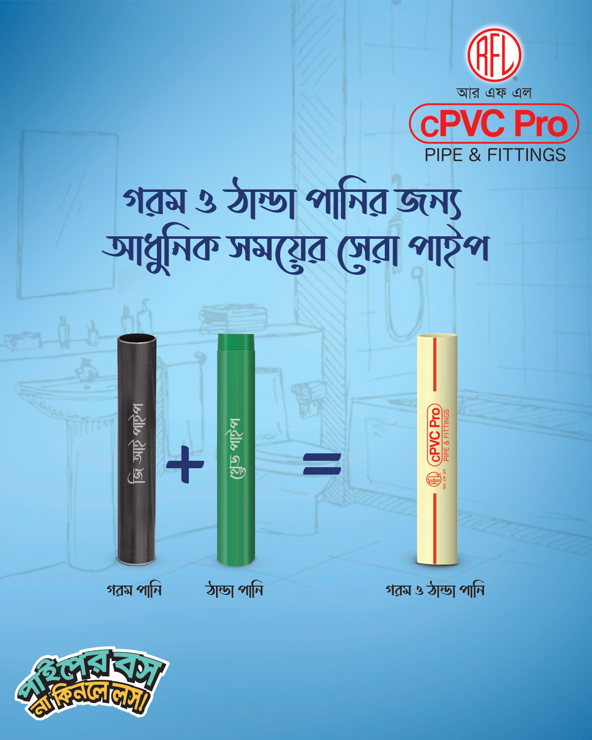 Advertising  Bangladesh hot and cold India Layout Pipe fittings pvc Social media post upvc water