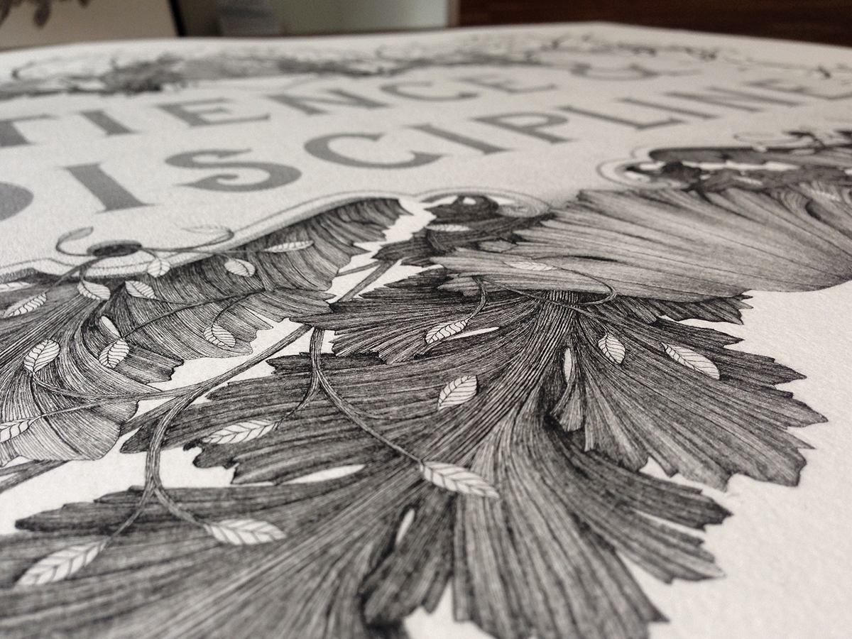 Patience discipline Pointillism pointillisme lettering dots black and white Collaboration