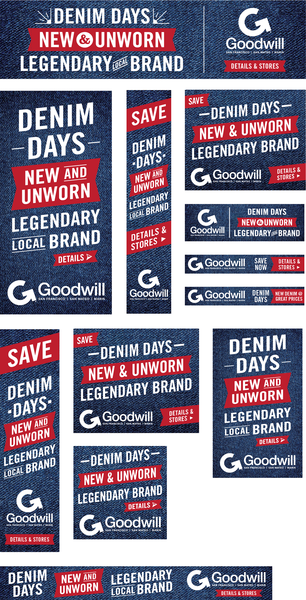 goodwill texture Trade Gothic LT Denim posters sale mobile campaign san francisco Retail
