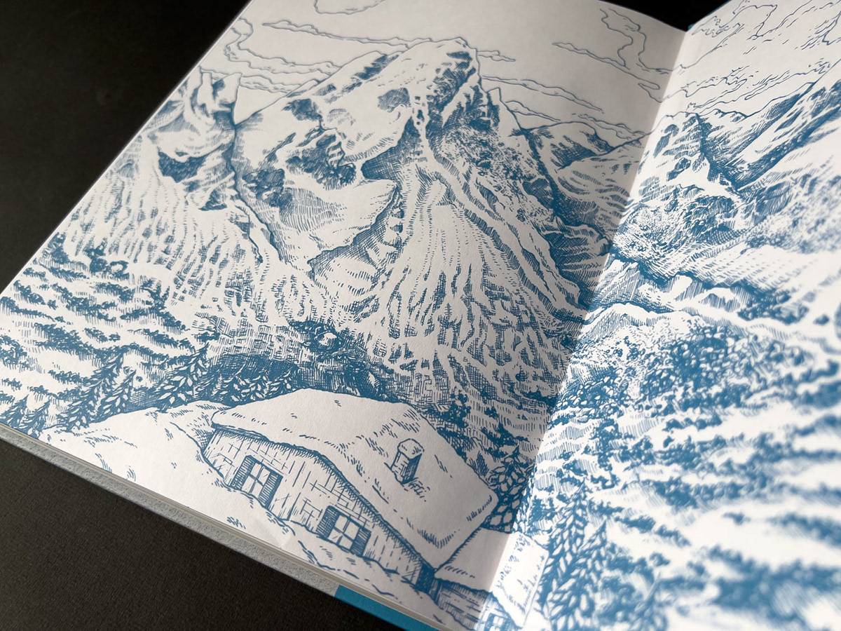 Adobe Portfolio Nature ILLUSTRATION  hiking mountains editorial Bookdesign mountain cabin bergwelten editorial design 