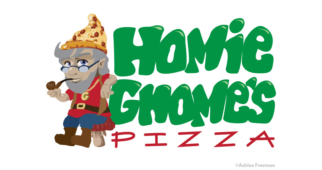 homie gnome Pizza restaurant funny smoking Pipe design cartoon